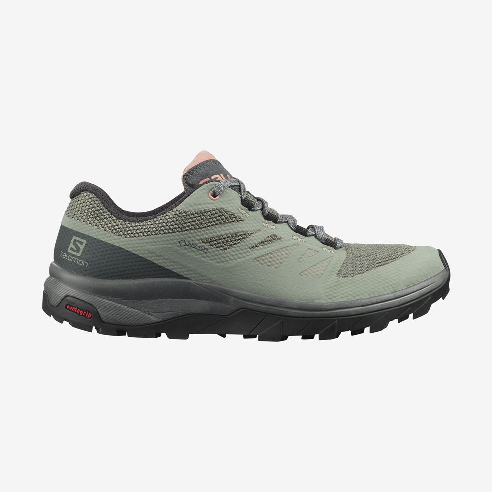 SALOMON OUTLINE GORE-TEX Philippines - Women's Hiking Shoes - Olive | 061587-UFD